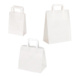 Sacs kraft blanc poignées plates